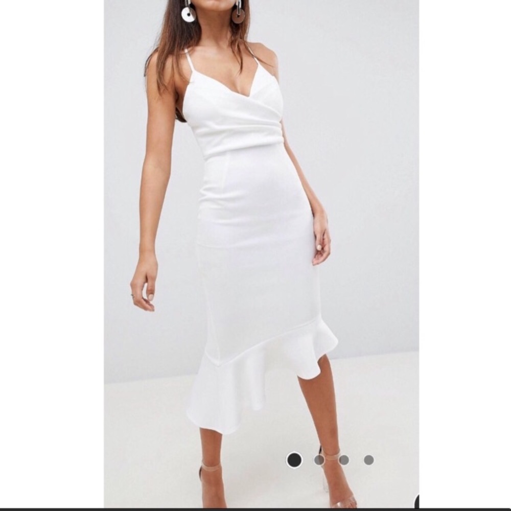 White ASOS Sexy ruffle midi - UK 4 / US 00